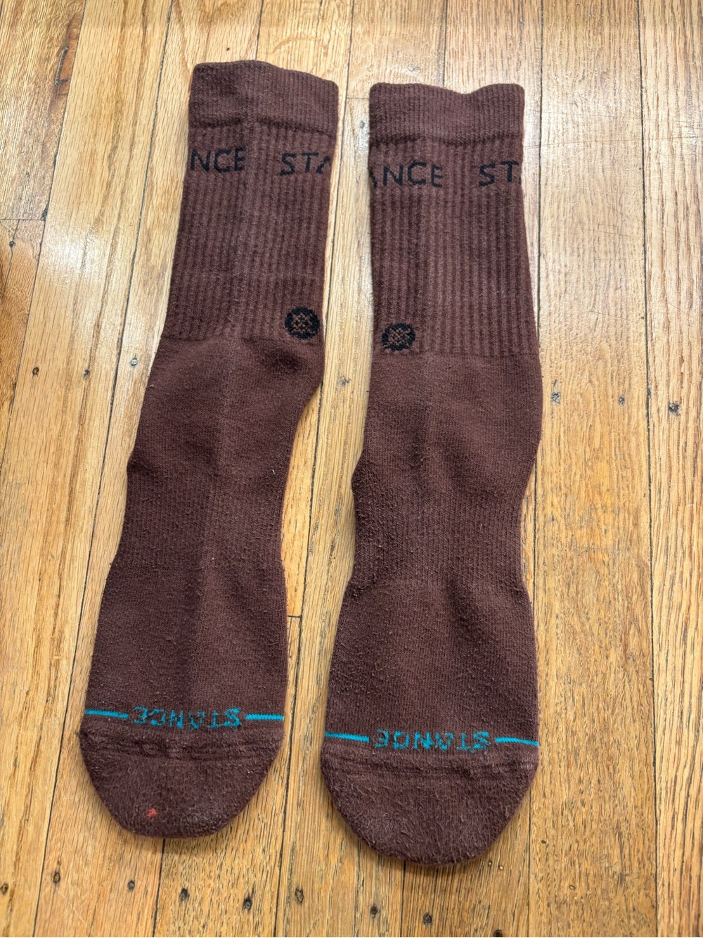 Stance Brown Crew Socks with Teal Accent